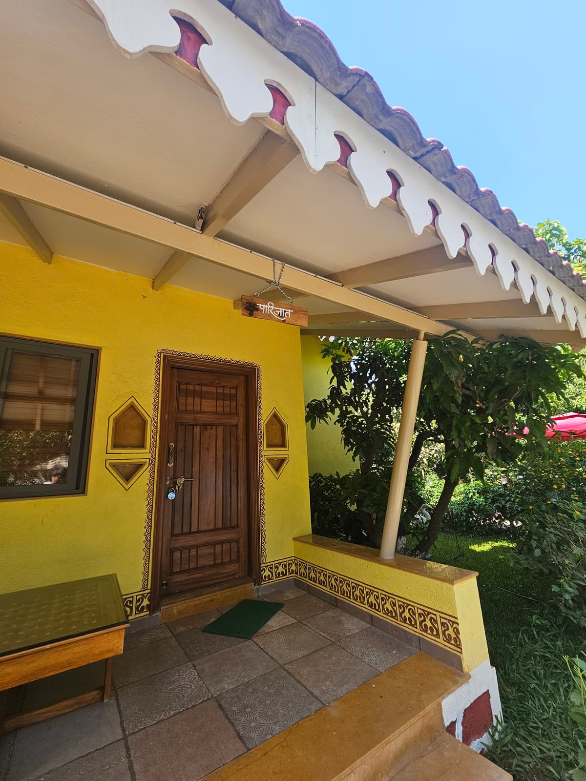 Cottage entrance at SwapnaKiran traditional farm stay near Trimbakeshwar