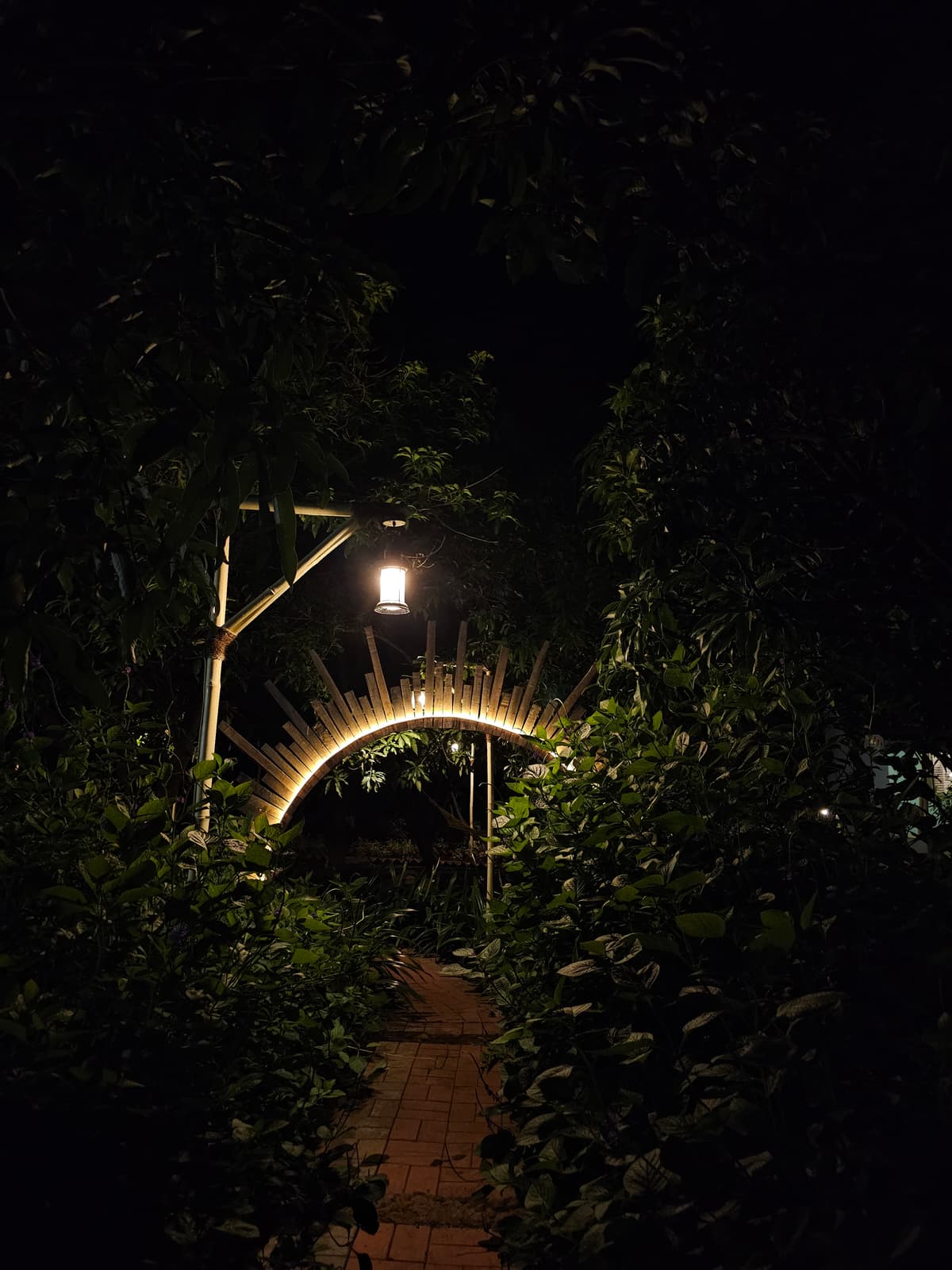 Night view of SwapnaKiran farm resort walkway near Trimbakeshwar Nashik